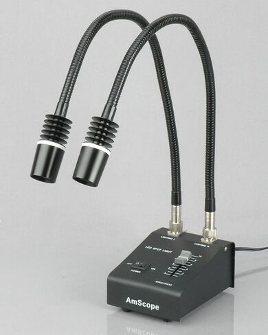 AmScope SM-1BS-L6W مجهر تكبير ستيريو ثنائي العينين احترافي، عدسات WH10x، تكبير 7X-45X، هدف تكبير 0.7X-4.5X، ضوء LED معقوفة 6 وات، حامل عمود، 110 فولت - 240 فولت in Saudi Arabia