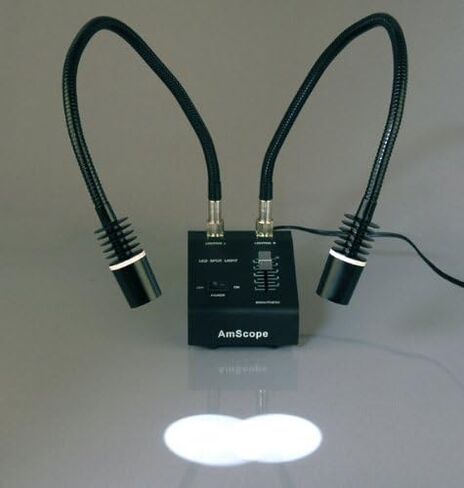 AmScope SM-1BS-L6W مجهر تكبير ستيريو ثنائي العينين احترافي، عدسات WH10x، تكبير 7X-45X، هدف تكبير 0.7X-4.5X، ضوء LED معقوفة 6 وات، حامل عمود، 110 فولت - 240 فولت in Saudi Arabia