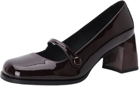 Women's Vintage Square Toe Mary Jane Shoes Brogue Dress Shoes Chunky Mid-Heel Oxford Shoes Slip On Pumps in Saudi Arabia