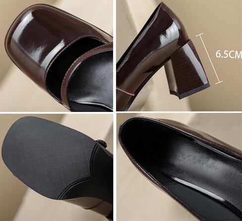 Women's Vintage Square Toe Mary Jane Shoes Brogue Dress Shoes Chunky Mid-Heel Oxford Shoes Slip On Pumps in Saudi Arabia