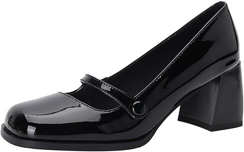 Women's Vintage Square Toe Mary Jane Shoes Brogue Dress Shoes Chunky Mid-Heel Oxford Shoes Slip On Pumps in Saudi Arabia