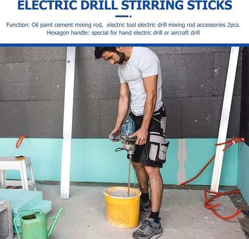 DOITOOL Mixing Paddle for Drill : 2 PCS Grout Drill Attachment - 21 Inch Long Shaft Paddle Electric Cement Mixing Rods for Paint, Plaster, Concrete - Alloy Accessories for DIY Projects in Saudi Arabia