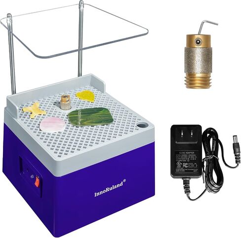 Stained Glass Grinder Mini DIY Grinding Tool, 9V 3.5A Portable Glass Grinder Kit with 5/8" Diamond Grinder Bit for Glass Processing Arts Etc. (Blue) in Saudi Arabia