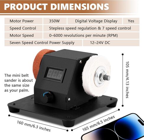 Mini Bench Grinder Polisher Machine Small Disc Sander with Sanding Platform and Polishing Wheel, Stepless Speed Control in Saudi Arabia