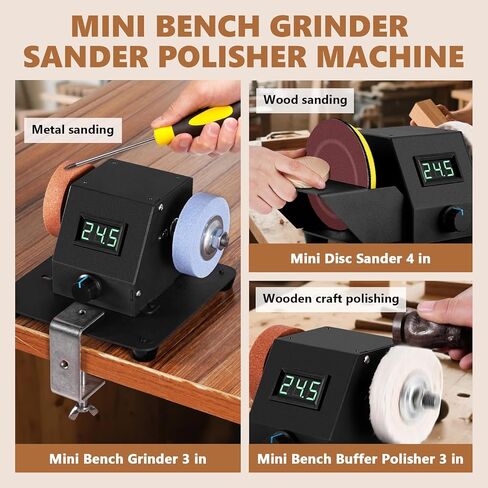 Mini Bench Grinder Polisher Machine Small Disc Sander with Sanding Platform and Polishing Wheel, Stepless Speed Control in Saudi Arabia