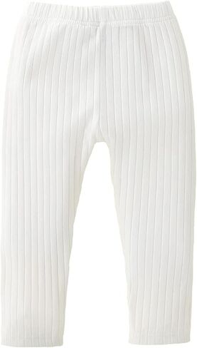 Baby Toddler Girls Boys Leggings Solid Color Elastic Waist Vertical Pattern Unisex Baby Pants 0-18 Months in Kuwait