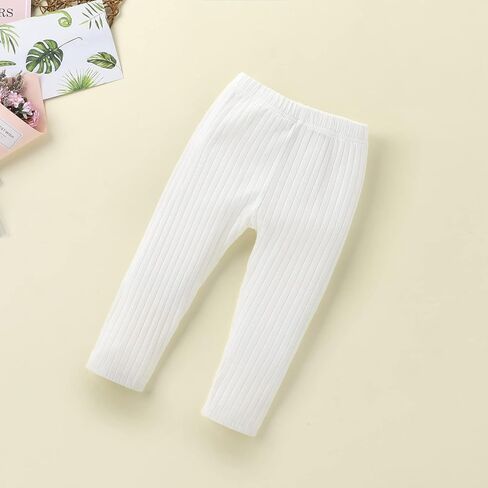 Baby Toddler Girls Boys Leggings Solid Color Elastic Waist Vertical Pattern Unisex Baby Pants 0-18 Months in Kuwait