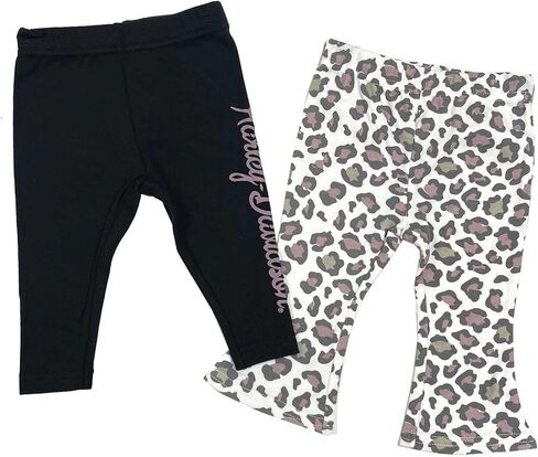 Harley-Davidson Baby Girls' 2-Pack Cheetah Print Stretch Pants Set – Black/White in Saudi Arabia