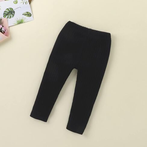 Baby Toddler Girls Boys Leggings Solid Color Elastic Waist Vertical Pattern Unisex Baby Pants 0-18 Months in Kuwait