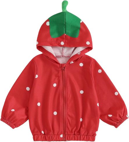 Toddler Girl Windbreaker Jacket Strawberry Baby Girls Hooded Fall Jackets Long Sleeve Zipper Outwear Winter Coat in Saudi Arabia
