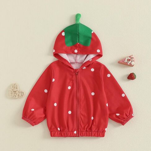 Toddler Girl Windbreaker Jacket Strawberry Baby Girls Hooded Fall Jackets Long Sleeve Zipper Outwear Winter Coat in Saudi Arabia