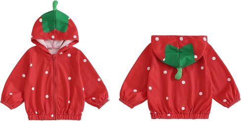 Toddler Girl Windbreaker Jacket Strawberry Baby Girls Hooded Fall Jackets Long Sleeve Zipper Outwear Winter Coat in Saudi Arabia