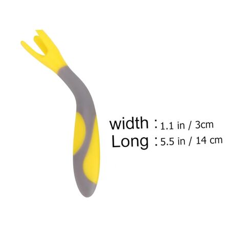 أدوات مائدة للتدريب على أدوات المائدة غير القابلة للانزلاق والشوكة والملعقة المنحنية المقاومة لدرجات الحرارة العالية باللون الأصفر الليموني، أدوات ممارسة تناول الطعام الآمنة والعملية in Kuwait