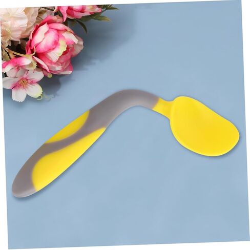 أدوات مائدة للتدريب على أدوات المائدة غير القابلة للانزلاق والشوكة والملعقة المنحنية المقاومة لدرجات الحرارة العالية باللون الأصفر الليموني، أدوات ممارسة تناول الطعام الآمنة والعملية in Kuwait