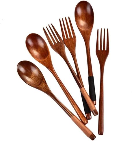 Dinnerware Cutlery Handmade Natural Spoon Fork Kitchen Accessories(2) in Saudi Arabia