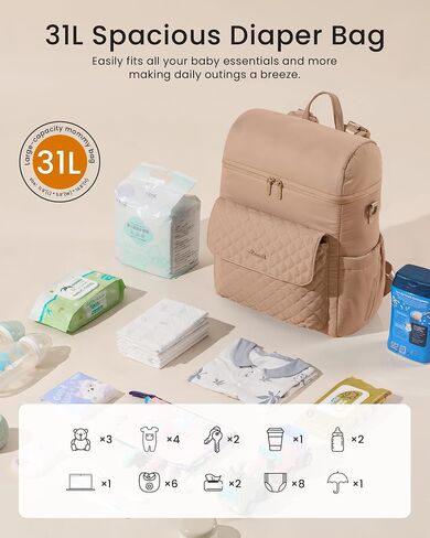 LOVEVOOK Diaper Bag Backpack, 3 in 1 Baby Bag with Changing Pad & Detachable Straps, Large Diaper Backpack for Mom Dad with Stroller Buckles, Black in Saudi Arabia