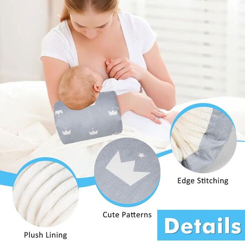 Nursing Arm Pillows for Breastfeeding,Baby Feeding Arm Pillow Portable and Washable for Travel, Soft Cotton Ergonomic Bottle Nursing Essentials（Grey Crown） in Saudi Arabia