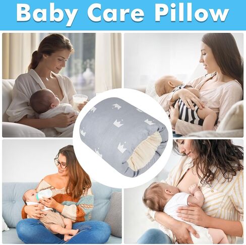 Nursing Arm Pillows for Breastfeeding,Baby Feeding Arm Pillow Portable and Washable for Travel, Soft Cotton Ergonomic Bottle Nursing Essentials（Grey Crown） in Saudi Arabia