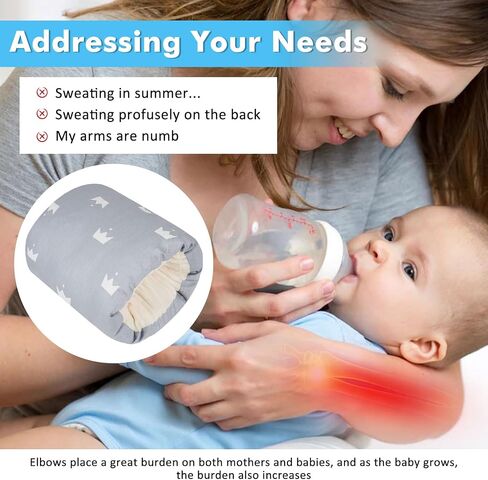 Nursing Arm Pillows for Breastfeeding,Baby Feeding Arm Pillow Portable and Washable for Travel, Soft Cotton Ergonomic Bottle Nursing Essentials（Grey Crown） in Saudi Arabia
