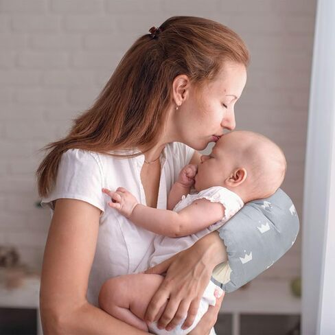 Nursing Arm Pillows for Breastfeeding,Baby Feeding Arm Pillow Portable and Washable for Travel, Soft Cotton Ergonomic Bottle Nursing Essentials（Grey Crown） in Saudi Arabia