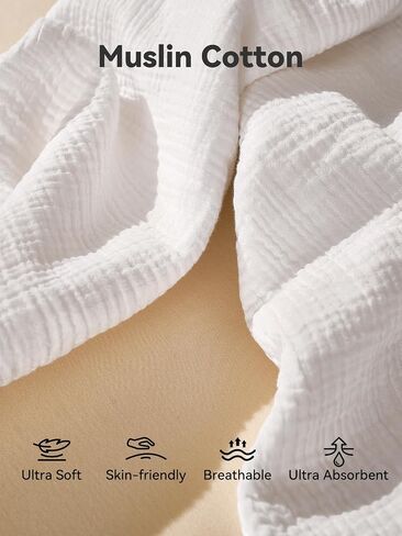 Muslin Burp Cloths Baby Boy Girl 20" x 10", 6-Layer Absorbent 100% Cotton Burping Cloths Large Soft, 10 Pack(White) in Saudi Arabia
