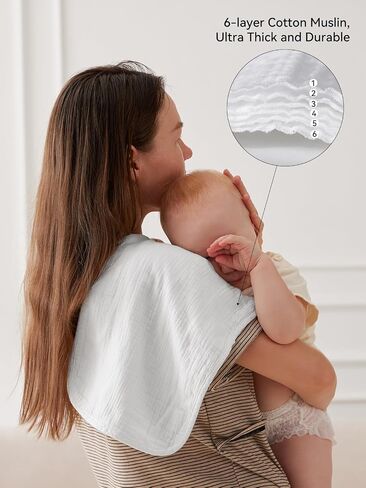 Muslin Burp Cloths Baby Boy Girl 20" x 10", 6-Layer Absorbent 100% Cotton Burping Cloths Large Soft, 10 Pack(White) in Saudi Arabia