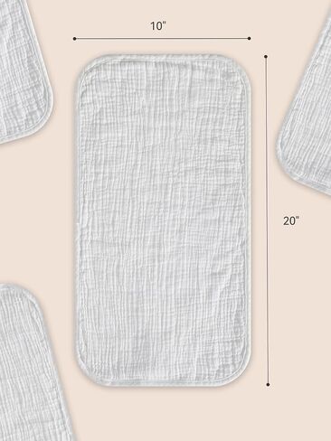 Muslin Burp Cloths Baby Boy Girl 20" x 10", 6-Layer Absorbent 100% Cotton Burping Cloths Large Soft, 10 Pack(White) in Saudi Arabia