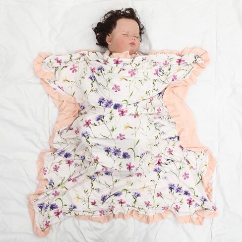 Baby Blankets for Girls,Bedding for Baby and Toddler,Ruffle Blanket for Kids,Soft,Comfy Blankets.Size 40"x33",Viscose Made from Bamboo Prints are Floral in Saudi Arabia