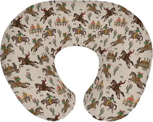 Vintage Cowboy Baby Nursing Pillow Covers for Boy Girl Western Horses Boots Hats Nursing Pillow Slipcovers for Breastfeeding Pillows Country Western Soft Stretchy Removable Covers for Newborn Infant in Saudi Arabia