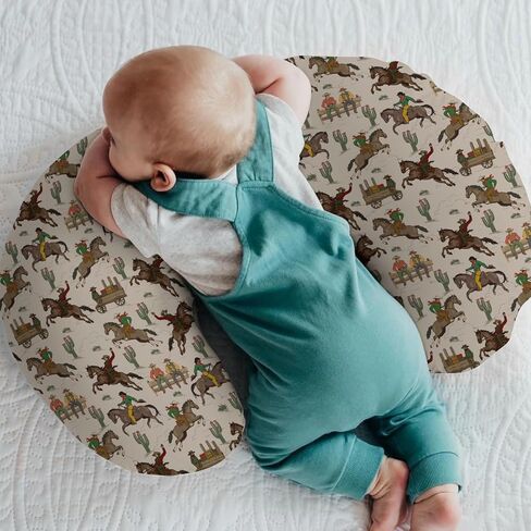 Vintage Cowboy Baby Nursing Pillow Covers for Boy Girl Western Horses Boots Hats Nursing Pillow Slipcovers for Breastfeeding Pillows Country Western Soft Stretchy Removable Covers for Newborn Infant in Saudi Arabia