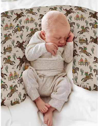 Vintage Cowboy Baby Nursing Pillow Covers for Boy Girl Western Horses Boots Hats Nursing Pillow Slipcovers for Breastfeeding Pillows Country Western Soft Stretchy Removable Covers for Newborn Infant in Saudi Arabia