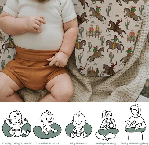 Vintage Cowboy Baby Nursing Pillow Covers for Boy Girl Western Horses Boots Hats Nursing Pillow Slipcovers for Breastfeeding Pillows Country Western Soft Stretchy Removable Covers for Newborn Infant in Saudi Arabia