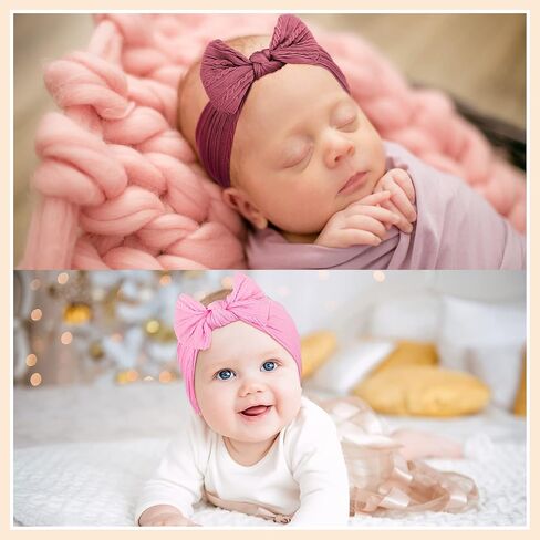 Janinka 32 Pcs Baby Nylon Headbands Hairbands with Bows Elastics Handmade Hair Accessories Stretchy Headband Jacquard Design for Newborn Infant Baby Girls Toddlers Kids in Saudi Arabia
