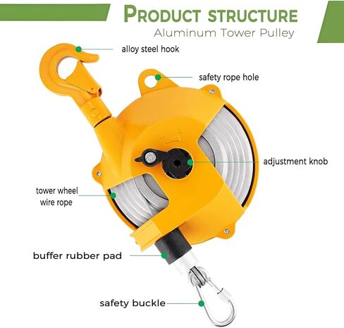 Spring Balancer, 7-11 Lbs (3-5 Kg) Adjustable Tool Balancer With 5-Ft Steel Wire Rope And Alloy Hook, Retractable Spring Tool Suspension To Maintain Equipment in Saudi Arabia