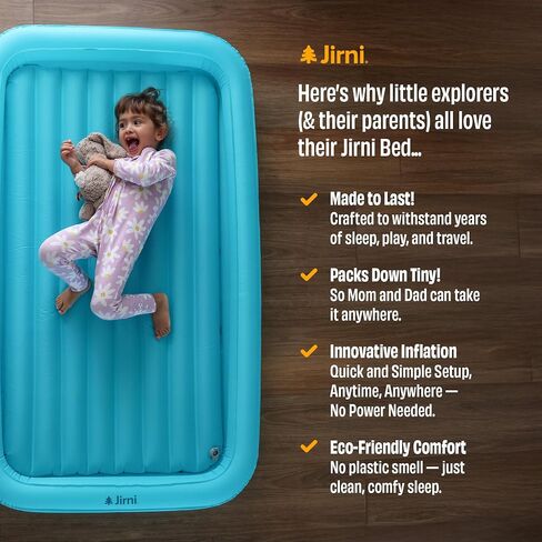 Kipper Toddler Travel Bed | New Pump System | Ultra-Lightweight & Super Durable Toddler Air Mattress | Compact Kids Air Mattress | Eco-Friendly Inflatable Kids Bed | Travel Cot Airbed in Saudi Arabia