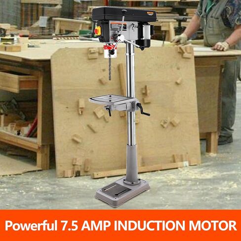 15 in Floor Drill Press, 7.5 Amp 120V Pure Copper Motor, 288-3084 RPM Variable Speed Cast Iron Bench Drill Press, 0-45° Tilting Worktable, Tabletop Drilling Machine for Wood Metal in Kuwait