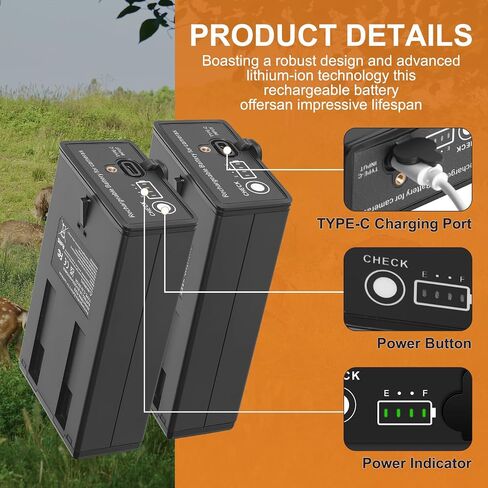 Rechargeable Lithium Battery with USB-C, for Moultrie Edge Series, Edge, Edge 2, Edge Pro, Moultrie Cellular Trail Cameras (1Battery) in Kuwait