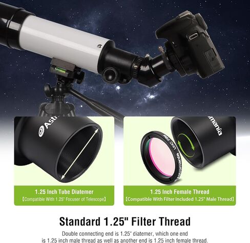Astromania Telescope Photo Adapter 2 Inch Extendable Photo Adapter Metal - Bundle with - T Ring and T Adapter for Nikon-F SLR/DSLR in Saudi Arabia