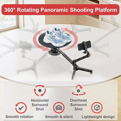 قرص دوار للتصوير الفوتوغرافي بزاوية 360 درجة لتصوير المنتجات وتسجيل الفيديو، منزلق كاميرا بقاعدة كوب شفط، مثالي للتصوير الفوتوغرافي الاحترافي والاستخدام التجاري in Kuwait