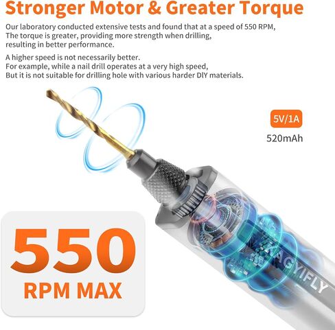 Cordless Mini Drill Pen with 10 Bits, Brushless Motor, 0.2 N·m High Torque, LED Lights, Rechargeable Small Electric Hand Drill Set for Jewelry Making,Keychain,Resin,Plastic,Seashells,Wood DIY in Saudi Arabia