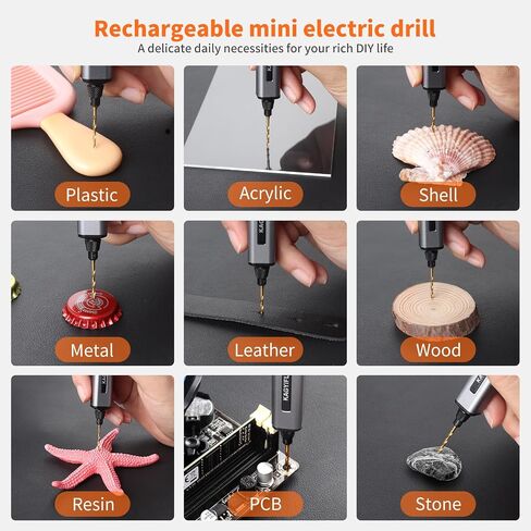 Cordless Mini Drill Pen with 10 Bits, Brushless Motor, 0.2 N·m High Torque, LED Lights, Rechargeable Small Electric Hand Drill Set for Jewelry Making,Keychain,Resin,Plastic,Seashells,Wood DIY in Saudi Arabia