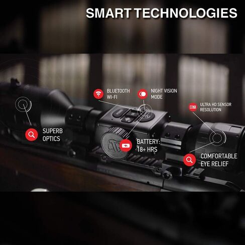 منظار الصيد الذكي النهاري/الليلي من ATN X-Sight Pro مع حساب المقذوفات، دقة 3864x2218، تسجيل فيديو، واي فاي، بطارية تدوم 18 ساعة+ in Kuwait