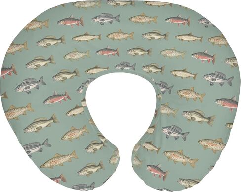 Lake Fishing Baby Nursing Pillow Covers for Boy Girl Freshwater Fishes Nursery Feeding Pillowcase for Breastfeeding Pillows Fishing Lover Gift Soft Stretchy Removable Slipcover for Newborn Infant in Saudi Arabia