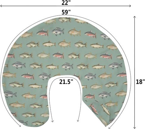 Lake Fishing Baby Nursing Pillow Covers for Boy Girl Freshwater Fishes Nursery Feeding Pillowcase for Breastfeeding Pillows Fishing Lover Gift Soft Stretchy Removable Slipcover for Newborn Infant in Saudi Arabia