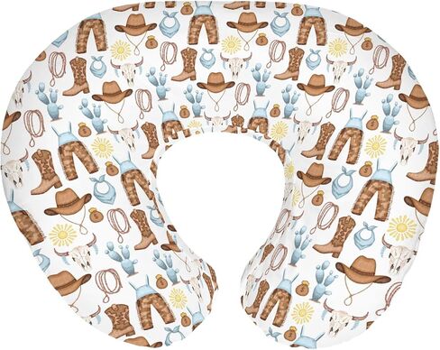 Cute Pink Cowgirl Nursing Pillow Covers for Girl Western Cowgirls Horse Cactus Mountain Sunset Nursery Slipcovers for Breastfeeding Pillows Wild West Desert Soft Stretchy Cover for Newborn Infant in Saudi Arabia