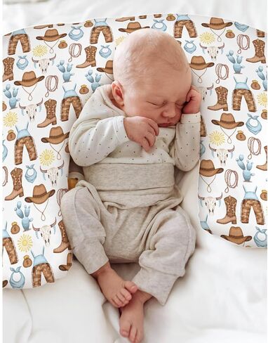 Cute Pink Cowgirl Nursing Pillow Covers for Girl Western Cowgirls Horse Cactus Mountain Sunset Nursery Slipcovers for Breastfeeding Pillows Wild West Desert Soft Stretchy Cover for Newborn Infant in Saudi Arabia