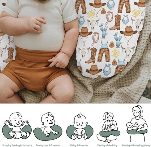 Cute Pink Cowgirl Nursing Pillow Covers for Girl Western Cowgirls Horse Cactus Mountain Sunset Nursery Slipcovers for Breastfeeding Pillows Wild West Desert Soft Stretchy Cover for Newborn Infant in Saudi Arabia