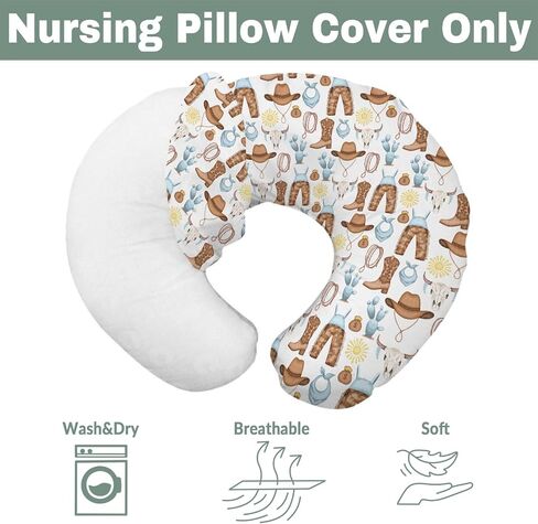 Cute Pink Cowgirl Nursing Pillow Covers for Girl Western Cowgirls Horse Cactus Mountain Sunset Nursery Slipcovers for Breastfeeding Pillows Wild West Desert Soft Stretchy Cover for Newborn Infant in Saudi Arabia