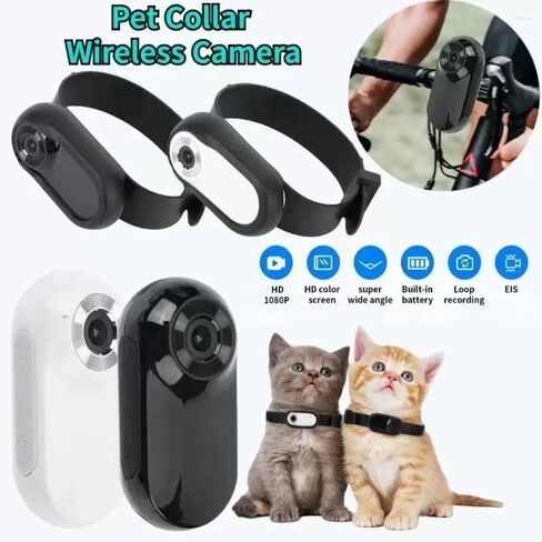 طوق كاميرا Cat Catcampro™ POV تسجيل فيديو بدقة 4 ساعات بدقة 1080 بكسل عالي الدقة مناسب للحيوانات الأليفة * 1M+ متابعو وسائل التواصل الاجتماعي * كاميرا داخلية/خارجية لا حاجة إلى WiFi (أبيض مع بطاقة SD) in Kuwait