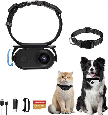 طوق كاميرا Cat Catcampro™ POV تسجيل فيديو بدقة 4 ساعات بدقة 1080 بكسل عالي الدقة مناسب للحيوانات الأليفة * 1M+ متابعو وسائل التواصل الاجتماعي * كاميرا داخلية/خارجية لا حاجة إلى WiFi (أبيض مع بطاقة SD) in Kuwait